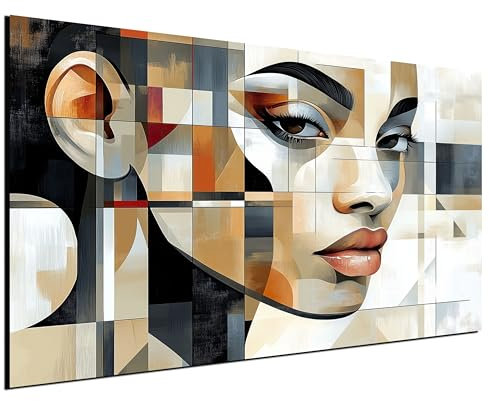 DARO Design® Leinwand Groß 84x56 cm XXL Deko Schlafzimmer Aesthetic Leinwandbilder Wohnzimmer Gemälde Foto Geschenk Living Room Decoration Kunst Portrait Frau Abstrakt Afrikanisch Geometrisch