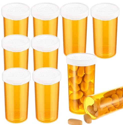 QFGasre 9 PCS Empty Plastic Pill Bottles with Easy Open Snap Caps, Clear Containers Pill Cases Organizers Medication Vials Travel Pill Box Plastic Medicine Containers (13 Dram