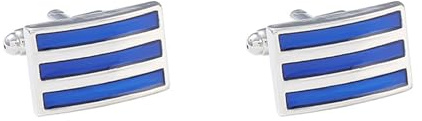 Manchettenknoepfe Herren Personalisiert Manschettenknöpfe Herren Blau Versilbert Rechteck Streifen 2X1.3cm für Herren Père Fils Valentinstag