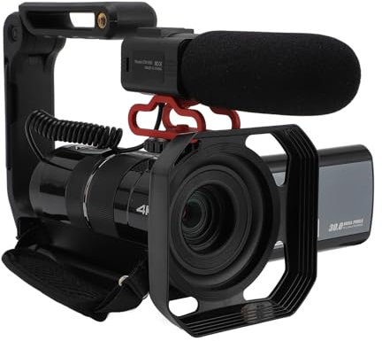 AKLOSIPY 30X Zoom 4K Videokamera Camcorder mit 3,5-Zoll-IPS-Touchscreen, Externes Mikrofon, Linsen Haube, WiFi-Funktion, für Mikrofilm-Produktion, Outdoor-Reisen