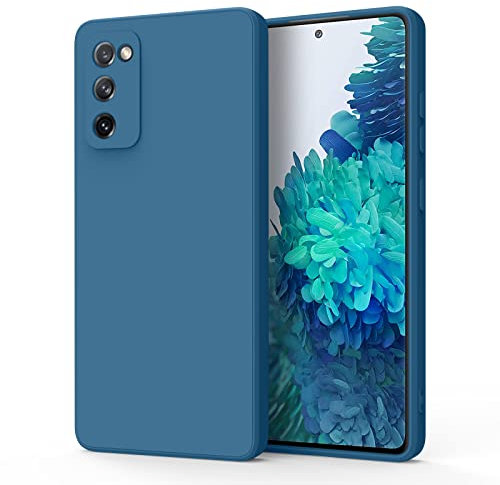 YLK Coque Compatible avec Samsung Galaxy S20 FE 4G/5G, Coque de Protection Intégrale en Silicone avec Doublure en Microfibre (Marine Bleu)