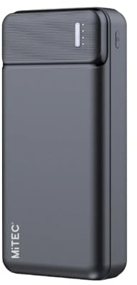 MiTEC MiPOWER 20,000 mAh Power Bank with PD Fast Charge - Black Universal Portable Power Bank with Multiple USB Ports for Phones and Other Devices