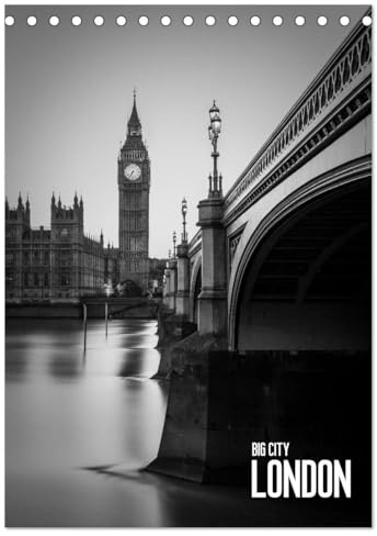 Big City London (Tischkalender 2026 DIN A5 hoch), CALVENDO Monatskalender: Es erwarten Sie zwölf klassische London Ansichten in Schwarz-Weiß (CALVENDO Orte)