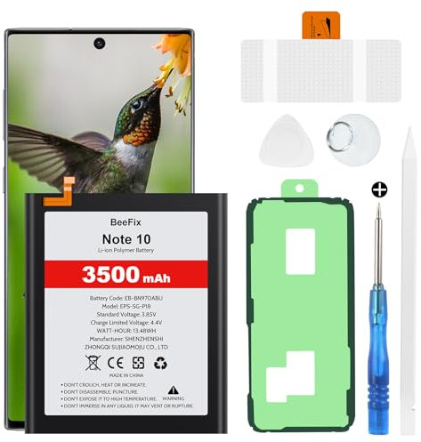 Beefix Batteria di ricambio per Samsung Galaxy Note 10 N970F: 3500 mAh ai polimeri di litio per Galaxy Note 10 EB-BN970ABU con kit di attrezzi di riparazione