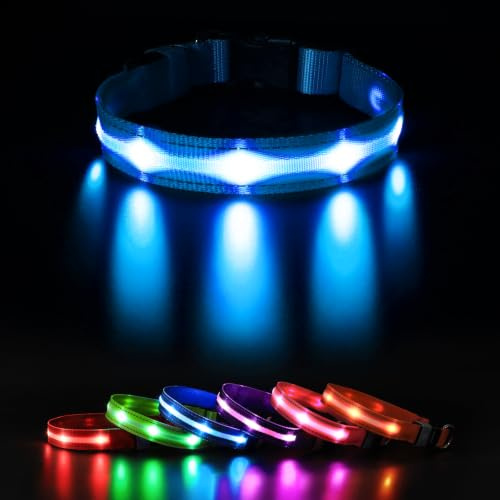 MASBRILL Leuchthalsband Hund, Hundehalsband Leuchtend Aufladbar, LED Halsband für Kleine Mittlere Große Hunde, Einstellbare Wasserdicht mit 3 Beleuchtungsmodi für Nachtspaziergänge