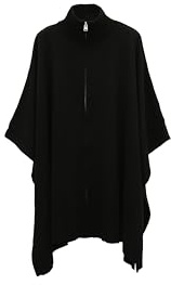 AllSaints Women's Zipper Poncho, 100% Wool Accessory with Lightweight Fabric for Everyday Styling