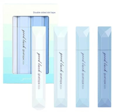 4Pc Double Sided Tape Pens,Double Sided Tape Pen for Wrapping Paper,Glue Tapes Rollers for Crafts,Doppelseitiges Klebeband Roller Stift, Klebestift Doppelseitig,Doppelseitiger Klebebandstift (Blau)
