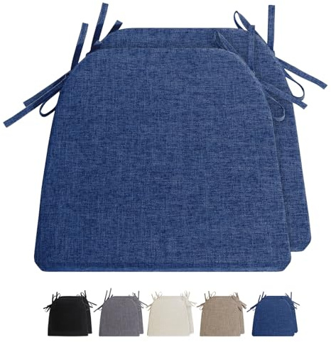 2pcs Stuhlkissen mit Bändern Waschbare Rutschfestes Sitzkissen rutschfeste Hufeisen Sitzkissen Leinen Memory Baumwolle Kissen Dicke Sitzauflagen Ideal für zu Hause und Gartendekoration42 * 40 * 4cm