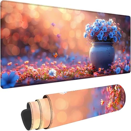 Tappetino Mouse XXL 1600x800x3 mm, Rosa Tappetino Mouse Gaming Lavabile, Fiore Mouse Pad Accessori Scrivania, Impermeabile e Antiscivolo Mousepad per PC, MacBook, Laptop, Lavoro Ufficio, Regalo w-4394