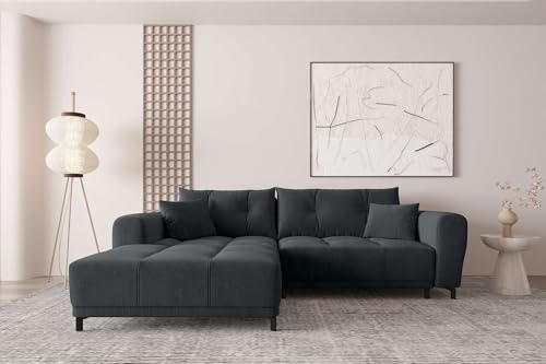 99rooms Massimo Ecksofa Graphit Ottomane Links | Cordstoff Poso, mit Schlaffunktion