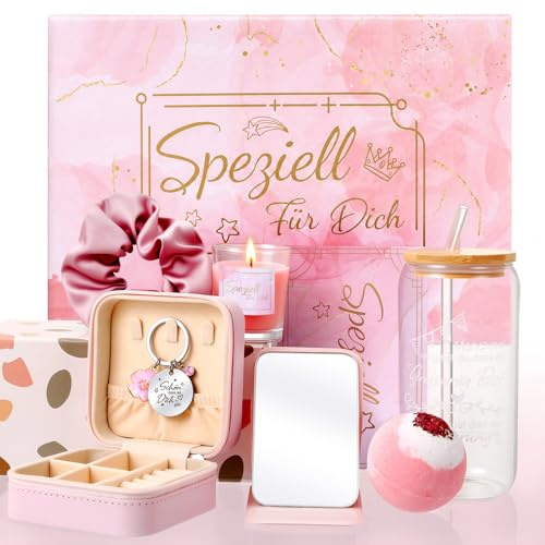 Kesote Geschenke für Frauen, Geburtstagsgeschenk Frau 8tlg Geschenkset Rosa | Geburtstagsgeschenk Freundin, Geburtstag Geschenk Mama, Weihnachtsgeschenke Set, Entspannung & Wellness Geschenke Weihnachten