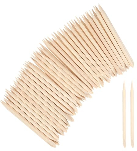 DOPENSPI 300 palillos de madera naranja, 7,5 cm, empujador de cutículas de doble cara, palillos de madera para el cuidado de la cutícula, arte de uñas, manicura, arte y pedicura