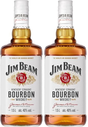 Jim Beam White | Kentucky Straight Bourbon Whiskey | vollmundiger und milder Geschmack | 40% Vol. | 1,5l (Packung mit 2)