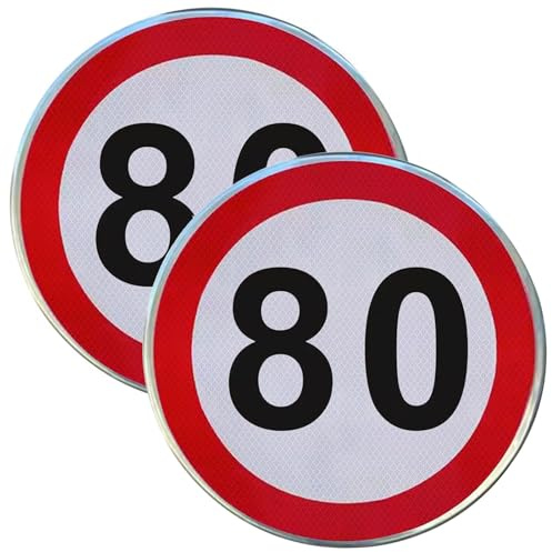 2PCS panneaux de limitation de vitesse, norme européenne 5 km/h, panneau de signalisation réfléchissant en aluminium, résistant pour une utilisation extérieure. (80 km/h, 40cm)