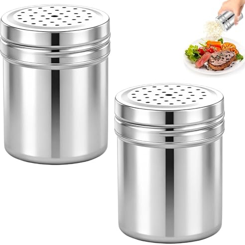 SHENGYIG 2 304 Saliera in Acciaio Inox, Contenitore per Spezie | Con Coperchio Spargitore Spezie, Adatto per Conservare Sale, Zucchero, Pepe