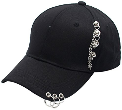 Belsen Damen Stift Ring Reifen Eisenkette Vintage Baseball Cap Trucker Hat (schwarz)