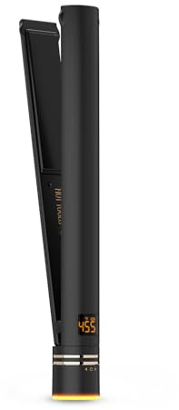 HOT TOOLS Black Gold Ionic 1 1/4 Inch Flat Iron, Use as Straightener for Sleek Straight Hair or Use Rounded Edges for Shiny Curls and Waves, Stylist-Preferred