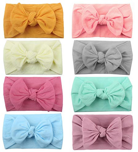 ZOCONE Fascia Capelli Neonata, 8 Pezzi Fascia Capelli Bambina Fascie Capelli Neonata Fasce, Cotone, Morbido, Adatto per 0-3 anni