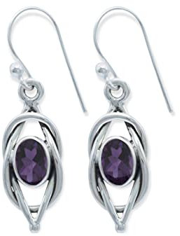Ohrringe 925 Silber Amethyst lila Stein Edelstein Ohrhänger echt Silber Damen Sterling Silber Hänger Geschenk (MOH-142-51)