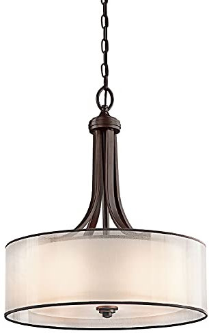 Elegante Pendellampe CANELADO Creme Bronze Metall Glas Leinen 4xE27 Ø51 Design Leuchte Wohnzimmer Esstisch