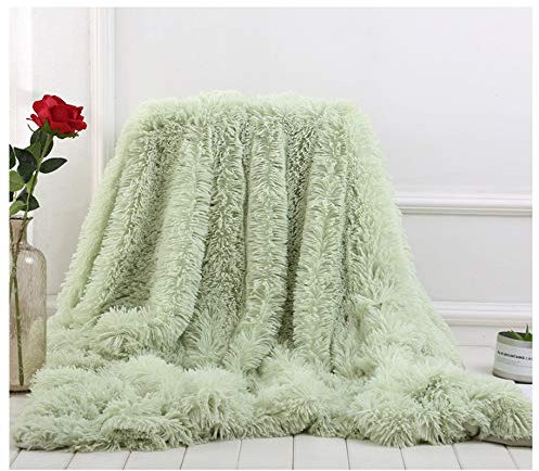 Plaid en fausse fourrure à poils longs, super doux, confortable et élégant, pour canapé, fauteuil et lit (rose, 130 x 160 cm)