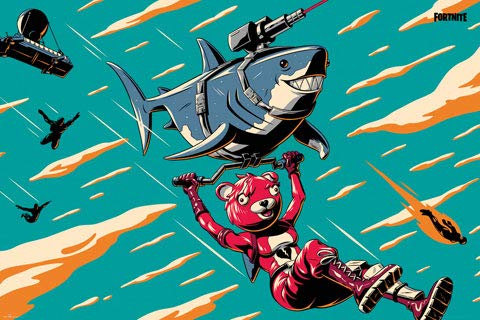 Fortnite - Laser Shark - Game Videospiel - Poster Plakat Druck - Grösse 91,5x61 cm + 1 Ü-Poster der Grösse 61x91,5cm
