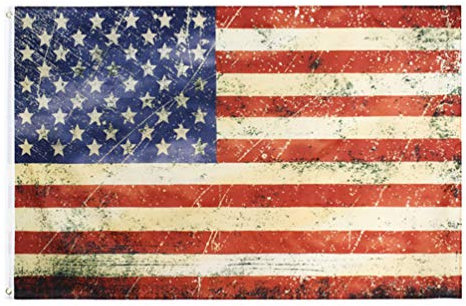 Drapeau Américain Vintage Drapeau Américain Drapeau étoiles Et Rayures pour La Fête de Lindépendance Patriotique 4 Juillet Fournitures de Fête Décoration Extérieure 90X150cm (Noir)