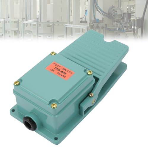 GAESHOW Interrupteur à Pédale Aluminium, AC 250V 15A 1NO 1NC Antidérapante Pédale Momentanée Contacts, Antidérapante Interrupteur au Pied Industrie, Contrôleur de Pied à Coque