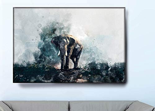 VFV Folien- und Werbetechnik Keilrahmenbild - Elefant - Moderne Wandbilder Leinwandbilder als Wanddekoration Wohnzimmer Deko (B 120cm x H 80 cm)
