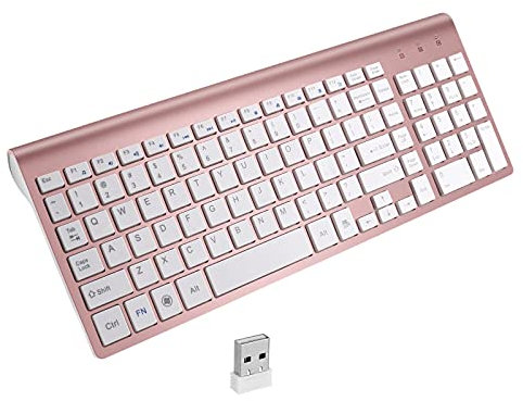 Shiwaki Desktop Slim 2.4G Teclado Inalámbrico Teclado para PC Laptop Numérico Teclado - Oro Rosa