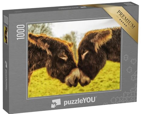 puzzleYOU: Puzzle 1000 Teile „Eselspaar schaut Sich in die Augen“ – aus der Puzzle-Kollektion Esel, Bauernhof-Tiere