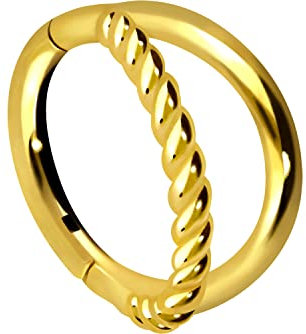 PIERCINGLINE Segmentring Clicker Chirurgenstahl 2 RINGE + GEDREHT Piercing Ohr Helix Conch Goldfarben 10 mm