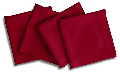 Solino Home Leinentuchservietten 50,8 x 50,8 cm - Rote Servietten für Thanksgiving, Weihnachten - 100% reines Leinen Doppelsaum-Servietten 4er Set - handgefertigt aus europäischem Flachs