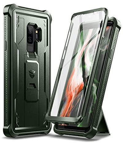 Dexnor for Samsung Galaxy S9 Plus Case Built-in Screen Protector and Kickstand 360 Full Body Heavy Duty Military Grade Protection Shockproof Protective Cover for Samsung Galaxy S9+ - Green