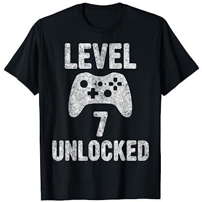 Cute Video Gamer 7th Birthday Gift Level 7 Unlocked T-Shirt