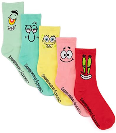 SPONGEBOB SQUAREPANTS Socken 5 Pack Erwachsene Unisex Charaktere Schuhe