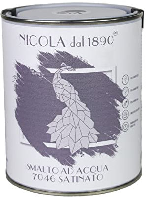 NICOLA VERNICI Smalto Acrilico a Base di Acqua, Per Interni ed Esterni, Made in Italy, Grigio Scuro Satinato - Formato 1 lt