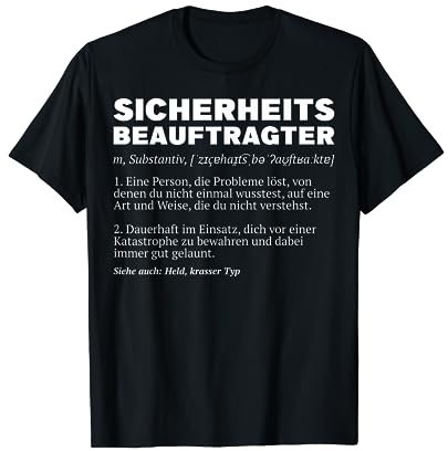Safety Manager Sicherheitsbeauftragter Kostüm T-Shirt, Herren, Unisex-Erwachsene, Kurzarm, Schwarz, S, Small