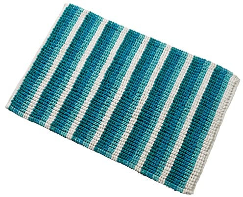 Olivia Rocco Padstow Stripe Bathmat Comfort To Your Bathroom Super Soft Absorbent Bath Shower Mats Washable Dry Fast Durable Classic Design, 50x80cm, Teal