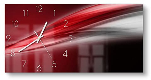 DEQORI Glasuhr | vertikal 60x30 cm | Motiv Energiegeladener Schweif | große XXL Design Uhr aus Glas | leise Wanduhr für Wohnzimmer & Küche | moderne Hingucker Uhr für die Wand