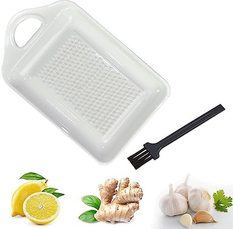 Norhogo Ceramic Ginger Grater, Easy to Clean, Multifunction, Ideal for Ginger, Garlic, Onion, Fruit, Vegetable, 11 x 6.8 cm, White, Square