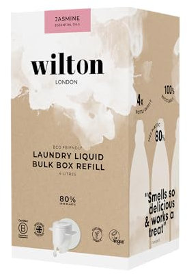 Wilton London Eco Friendly Jasmine Laundry Liquid Refill (112 Washes, 4L) - Non-Bio, Plant-Based Biodegradable Washing Detergent Pack with Essential Oils, Long-Lasting Fragrance - UK Made