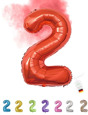 LITTLE BIRTHDAY | Zahlen Luftballon | Folienballon | Helium Gas Balloon Ballon | 101 cm | 0 1 2 3 4 5 6 7 8 9 in vielen Farben | Geburtstag | Kindergeburtstag | Deko | rot 2