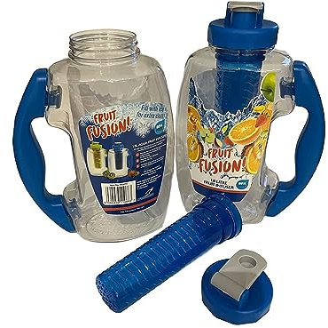 Haadi Traders Fruit Infuser Water Bottle 1.8L - For Detox, Diet, Hydration, Health, Cocktails, Picnics, BBQ, Sports - BPA Free Plastic - Colours Vary (Blue)