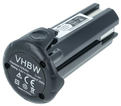 vhbw Akku kompatibel mit Hitachi/Hikoki DB 3DL2/HL | DB 3DL2/JL, FDB 3DL Elektrowerkzeug (2000 mAh, Li-Ion, 3,6 V)
