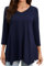 Enmain Camiseta Mujer Manga Larga Top Túnica Talla Grande Camisetas Manga 3/4 Blusa Cuello de Pico Elegante T Shirt para Mujeres,Azul Marino,3XL