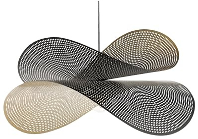 Beliani Metall Pendelleuchte mit perforiertem gebogenem Schirm Schwarz und Gold Doyles