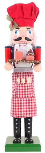 MAGICLULU Bäckerpuppe Bäcker Koch Weihnachtspuppen Figuren Puppen Piratenpapagei Halloween-nussknacker Traditionelle Nussknackerfiguren Lebkuchen Nussknacker Hölzern Kind Stoff Partybedarf