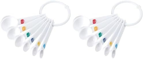 Tala Plastic Measuring Spoons, Set of 6 Spoons with 1/4 TSP/1.25ml - 1/3tsp/1.65ml - 1/2 TSP/2.5ml - 1tsp/5ml - 1/2tbs/7.5ml - 1 tbs/15ml Measurements (Pack of 2)