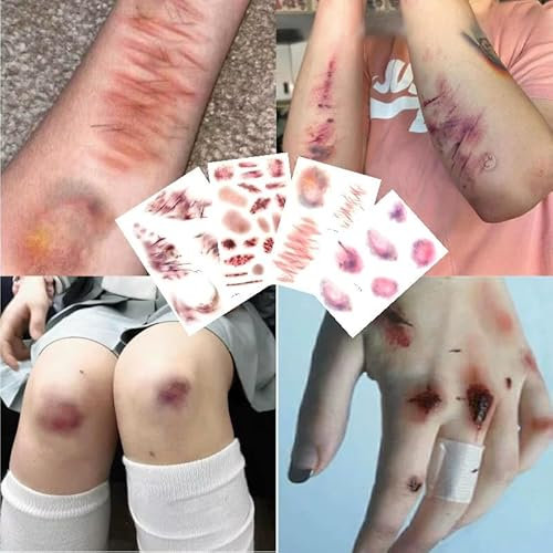 Halloween Pumpkin Makeup Temporary Tattoo Stickers Adult Clown Makeup Fake Scar Face Stickers Tattoo Sticker Fake Tattoo